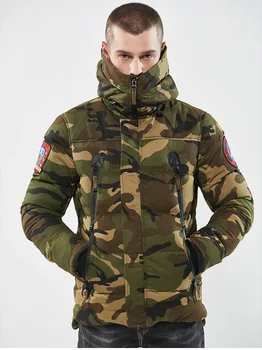Askeri Kamuflaj erkek Kış Ceket Kalın Sıcak Kapşonlu Fermuar erkek Ceket Dış Giyim erkek Moda Palto M-4XL Damla Nakliye