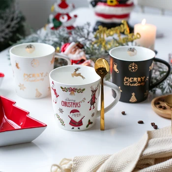 500 ML Noel Dondurma Kupalar Yaratıcı Noel Kupalar Seramik Süt Çay Bardağı İçme Suyu Şişesi Santa Yeni Yıl Hediyeleri