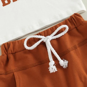 2022-09-01 Lioraitiin 0-3Years Bebek Erkek yaz giysileri Seti Kısa Kollu Yuvarlak Boyun Mektup Baskı T-shirt Elastik Bel Pantolon