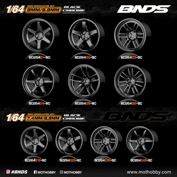 BNDS 1/64 ABS Tekerlekler Siyah Krom Kauçuk Lastikler Montaj Jantlar Modifiye Parçaları Model Arabalar için Takılı Hotwheels Tomica MiniGT