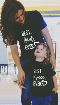 1 adet Eşleşen En İyi Teyze Hiç Seviyorum Teyze Gömlek Mektubu Baskı Teyze / Yeğeni / Yeğeni Gömlek Aile Eşleştirme Giyim Kıyafetler Bak