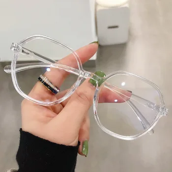 Miyopi Reçete Gözlük Erkekler Kadınlar için Marka Tasarım Şeffaf Lens Yuvarlak Çerçeve Şeffaf Siyah Kahverengi Diyoptri Eksi - 1.0-4.0
