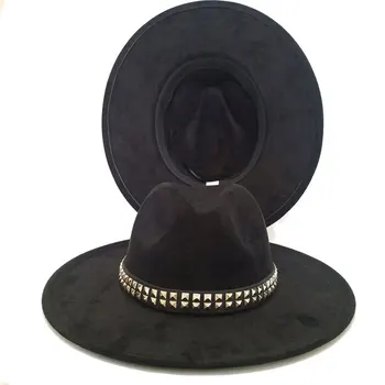 2022 Süet Fedora Şapka Erkekler Kadınlar Caz Şapka Melon Şapka Performans Kilise Şapka Caz Şapka Kovboy Fedoras Çiçek Kilise Şapka Toptan