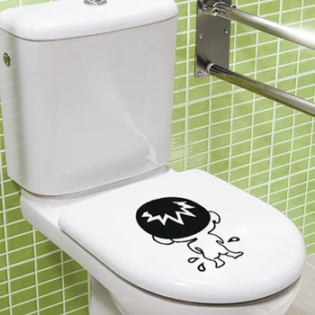 Karikatür Yaramaz çocuklar duvar Tuvalet Çıkartmaları yıkama Banyo Dekorları Ev Dekorasyon İçin 3D Vinil Çıkartması İşemek çocuk çıkartmaları