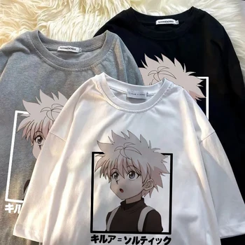 Hunter X Hunter Anime T Shirt Kadın Harajuku Büyük Boy T Shirt Unisex Kısa Kollu Tee Gömlek Hip Hop Streetwear Kadın T-shirt