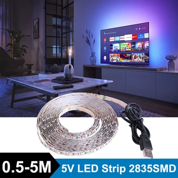 Led şerit ışıkları Tv USB Led ışıkları esnek Neon ışıkları şeritler 60 adet / m DC 5V Led bant Smd2835 noel dekorasyon