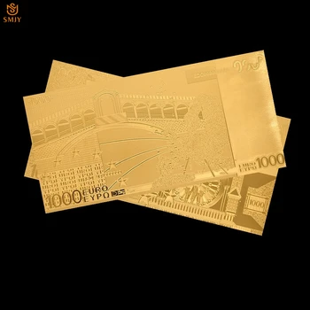 24 k Avrupa Altın Banknot 1000 Euro Altın Folyo Banknot Değeri Çoğaltma Dolaşımsız Dünya Para Birimi Kağıt Para Koleksiyonu