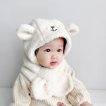 Kış Çocuk Şapka Eşarp Artı Polar Çocuklar Kapaklar Karikatür Şapka Kız Erkek Moda Bebek Hediye Aksesuarları 5 Ay-4 yıl